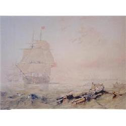 John Wilson Carmichael (1800-1868) watercolour, Provisioning the Fleet, signed and dated 1838, Qu...