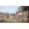 Image 1 : George Wright (1860-1942) oil on canvas, Duel at Daybreak, signed, 12ins x 20ins (see illustratio...