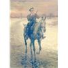Image 1 : Jan Van Chelminski (1851-1925) Polish, oil on canvas, Soldier on horseback, lighting his pipe in...