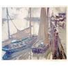 Image 1 : Ferdinand-Jean Luigini (1870-1943) French, coloured print, sailing barges beside a wharf, signed...