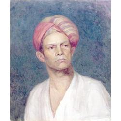 Dora Miles, watercolour, Portrait of a man wearing a turban, stamped E.S.K., 19ins x 15.5ins £100...