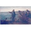 Image 1 : James Smetham (1821-1889) oil on board, Christ preaching to fishermen, signed, 9.5 x 16ins (see i...