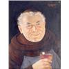 Image 1 : Erwin Eichinger (19th century) Austrian, oil on board, Monk with a glass of wine, signed, 10.5ins...