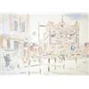 Image 1 : Adrian Daintry, watercolour, pen and ink, 'Cambridge Circus' signed, 10.5ins x 14ins and a pen an...