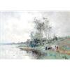 Image 1 : Willem C, Rip (1856-1922) Dutch, watercolour, Cattle beside a canal, signed, 9.5ins x 13.5ins £50...