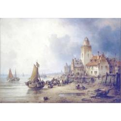 Lugwig Hermann (1812-1881), German, oil on canvas, 'The Zuider Zee', signed and dated 1866, 27ins...