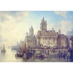 Ludwig Hermann, (1812-1881), German, oil on canvas, 'Cologne', signed and dated 1866, 27ins. x 38...