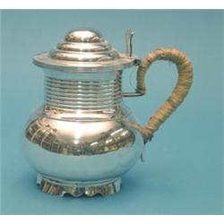 A Victorian silver biggin with caned handle, 1893 (gross 14ozs) £150-200...