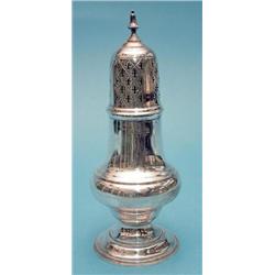 An Edwardian silver baluster caster, 7.75ins. £100-150...