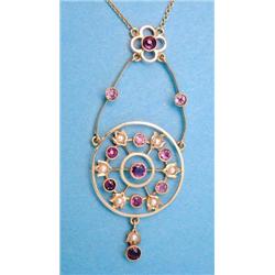An 18ct gold half hoop ring set central sapphire and 4 diamonds £300-400...