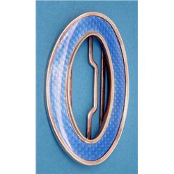 A Russian silver gilt and blue guilloche enamelled oval buckle £250-300...