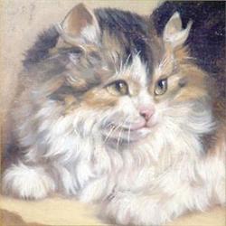 After Ronner, oil on board, Study of a cat, 5.5ins x 5.25ins £100-150...