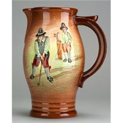 Royal Doulton seriesware 'Golf' pattern bulbous shaped jug decorated with a golfer putting with c...