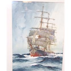 Frank Shipsides - Watercolour - Up and Coming, a ship at full sail, signed, 14" x 10" Est.: £120...