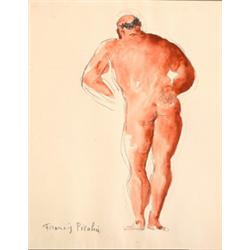 Francis Picabia - Pencil and wash drawing - Nude male, signed in pencil, 9.5" x 7.5" - see illust...