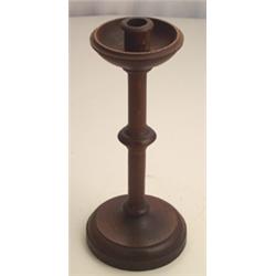 Pair of Arts & Crafts design oak candlesticks on knopped cylindrical stems and circular bases, 12...