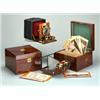 Smith Beck & Beck Achromatic Stereoscopic Viewer with mahogany base, brass fittings and leather h...