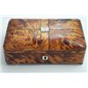 19th Century tortoiseshell mounted rectangular sewing box, the hinged interior with plush and gil...