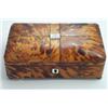 Image 1 : 19th Century tortoiseshell mounted rectangular sewing box, the hinged interior with plush and gil...