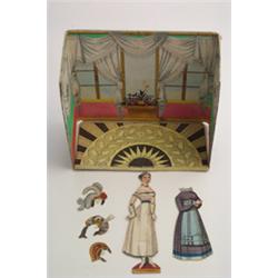 'Garderoben-Zimmer Von Nationalanzugen' - A 19th Century paper toy theatre within marbled slip Es...