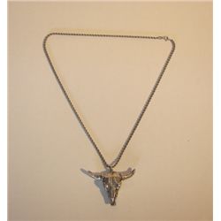 Bull Skull Silver Necklace,