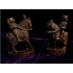 Pair of Carved Wood Horsemen,