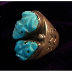 Turquoise and Sterling Fetish ring,