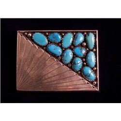 Navajo Sterling and turquoise belt buckle