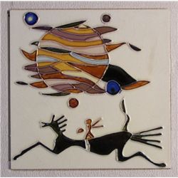 Ceramic art tile, 8" x 8",