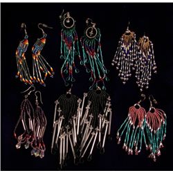 Set of six Indian made beaded earrings,