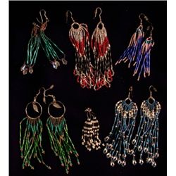 Set of six Indian made beaded earrings,