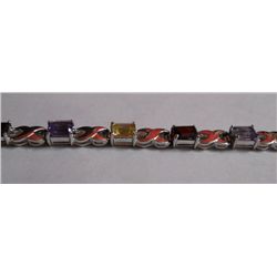 22.480g Bracelet of Amethyst,Citrine and Garnet Sterling Silver