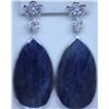 Image 1 : 113.20 CTW SAPPHIRE AND DIAMOND EARRING .925 STERLING S
