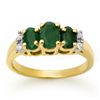 Image 1 : Genuine 1.08 ctw Emerald & Diamond Ring 14K Yellow Gold