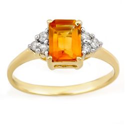 Genuine 1.12 ctw Citrine & Diamond Ring 10K Yellow Gold