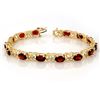 Image 1 : Genuine 13.55 ctw Garnet & Diamond Bracelet Yellow Gold