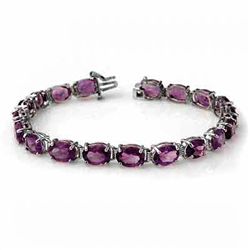 Genuine 22.6 ctw Amethyst Bracelet 10K White Gold