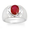Image 1 : Genuine 3.3 ctw Ruby & Diamond Men's Ring White Gold
