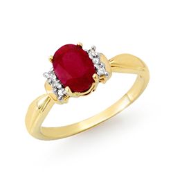 Genuine 1.26 ctw Ruby & Diamond Ring 10K Yellow Gold