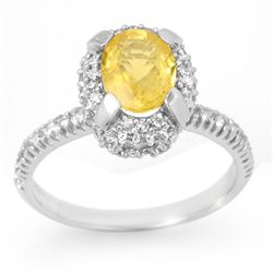 Genuine 2.10ctw Yellow Sapphire & Diamond Ring 14K Gold