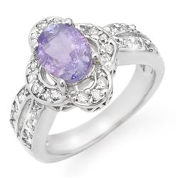Genuine 3.0ct Tanzanite & Diamond Ring 14K White Gold