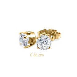 Natural 0.33 ctw Diamond Stud Earrings 14K Yellow Gold