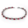Image 1 : Genuine 7.12 ctw Ruby & Diamond Bracelet 14K White Gold