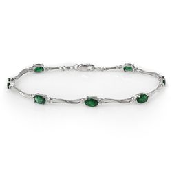 Genuine 3.52 ctw Emerald & Diamond Bracelet White Gold