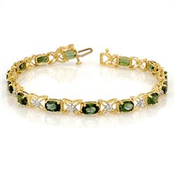 Genuine 8.15 ctw Green Tourmaline & Diamond Bracelet -