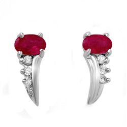 Genuine 0.72 ctw Ruby & Diamond Earrings White Gold