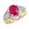 Image 1 : Genuine 3.0 ctw Ruby & Diamond Ring 14K Yellow Gold