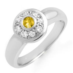 Genuine 0.35 ctw Yellow Sapphire & Diamond Ring 14k Gold