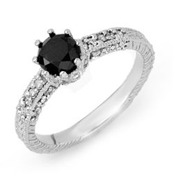 Natural 1.20 ctw Black Diamond Ring 14K White Gold