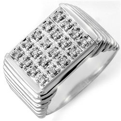 Natural 1.0 ctw Diamond Men's Ring 10K White Gold